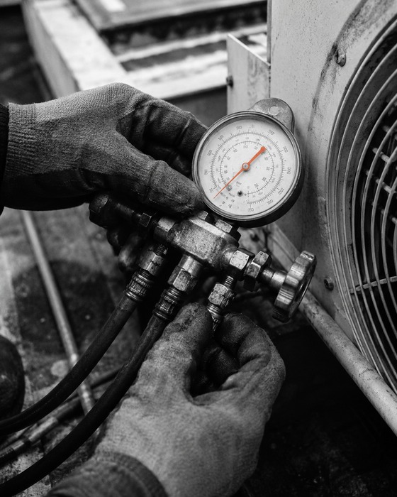 HVAC / Mechanical tradesperson at work, detail shot