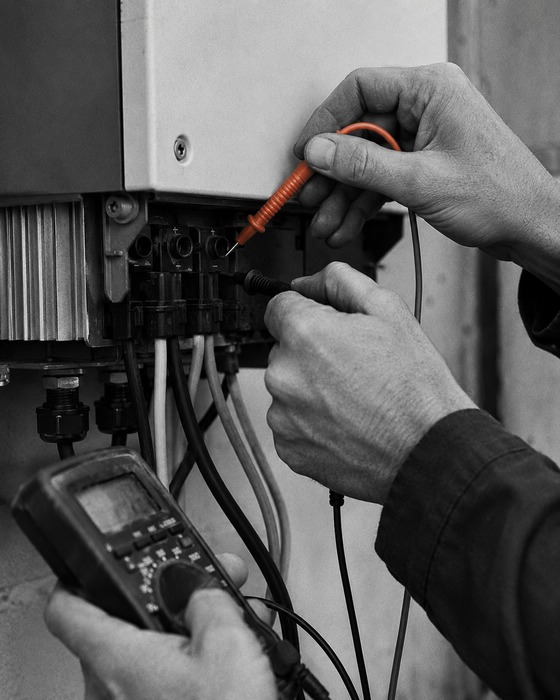 Solar Technician tradesperson at work, detail shot