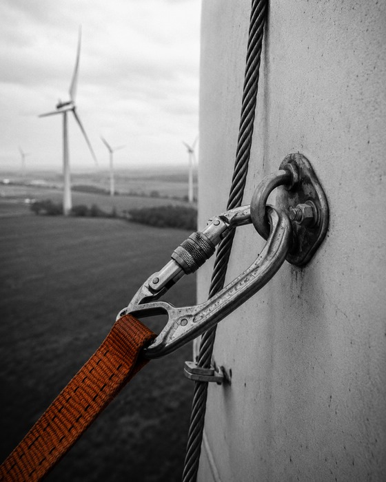 Wind Technician tradesperson at work, detail shot